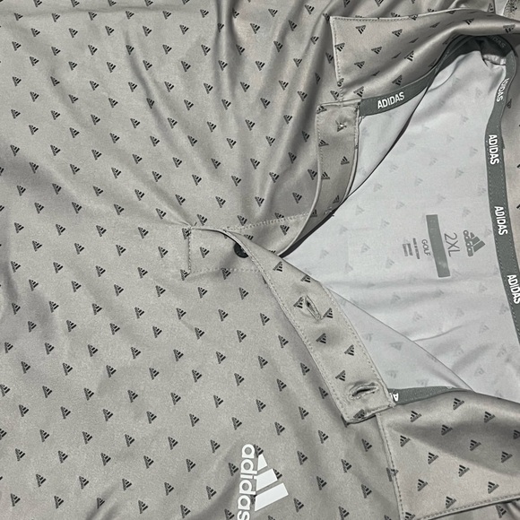 Adidas Mens Golf Short Sleeve Polo Shirt With Adidas Print All Over 2XL Grey 1 - Picture 4 of 6